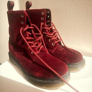 authentic red velvet Doc Marten boots size 7